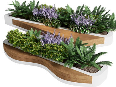 现代户外景观花草花卉公共椅子