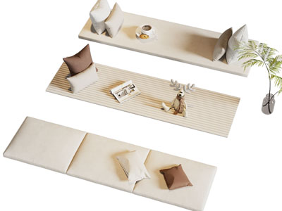 现代飘窗垫 沙发垫 坐垫3d模型 现代飘窗垫 沙发垫 坐垫