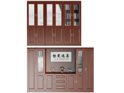 现代实木装饰柜 书柜