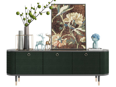 法式电视柜 装饰画 摆件组合