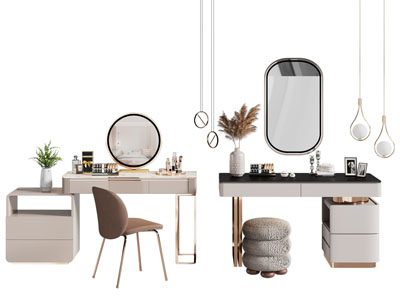 现代轻奢化妆 梳妆台3d模型 现代轻奢化妆 梳妆台