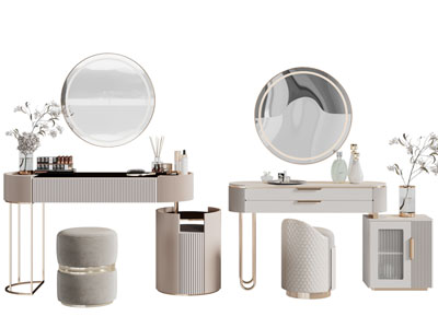 现代轻奢化妆 梳妆台3d模型 现代轻奢化妆 梳妆台