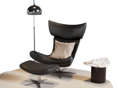 现代休闲椅子 脚踏 边几