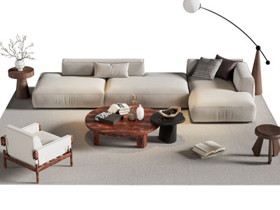 现代转角多人沙发 休闲椅子和茶几组合