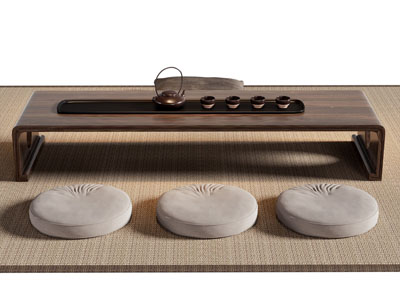 日式茶桌 蒲团3d模型 日式茶桌 蒲团