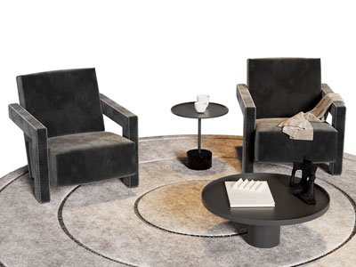 现代单人沙发 茶几组合