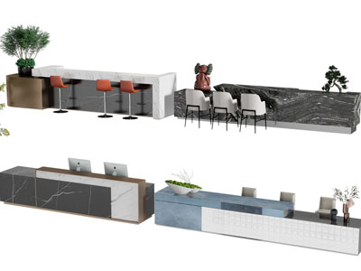 现代前台接待台3d模型 现代前台接待台