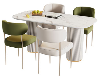 现代轻奢餐桌椅组合3d模型 现代轻奢餐桌椅组合