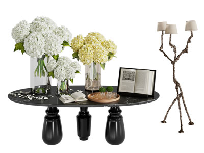 现代花艺 酒店端景台玄关桌摆件组合3d模型 现代花艺 酒店端景台玄关桌摆件组合