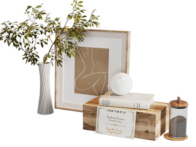 现代书本装饰画 花瓶花卉 摆件组合3d模型 现代书本装饰画 花瓶花卉 摆件组合