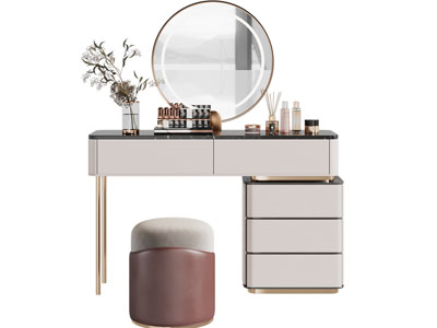 现代轻奢化妆 梳妆台3d模型 现代轻奢化妆 梳妆台