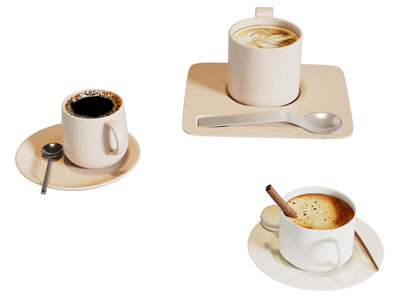 现代陶瓷杯子 咖啡饮品3d模型 现代陶瓷杯子 咖啡饮品
