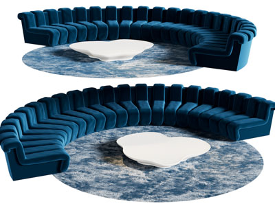 现代弧形多人沙发 茶几组合