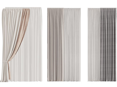 现代窗帘窗纱3d模型 现代窗帘窗纱