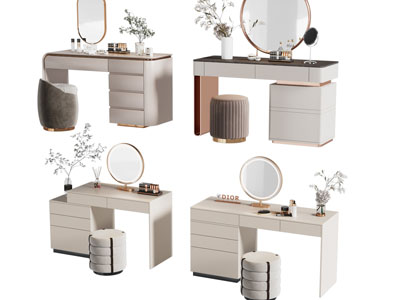 现代轻奢化妆 梳妆台3d模型 现代轻奢化妆 梳妆台