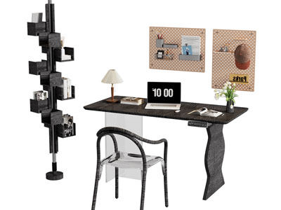 法式书桌椅组合 装饰书柜3d模型 法式书桌椅组合 装饰书柜