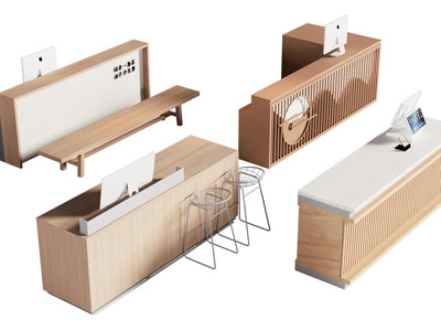 新中式前台接待台3d模型 新中式前台接待台