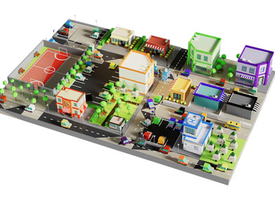 现代卡通城市场景文件