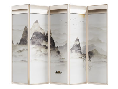 新中式屏风3d模型 新中式屏风