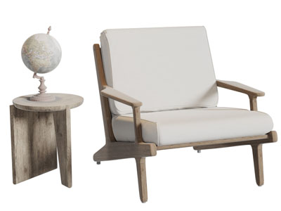 侘寂风休闲椅子 边几