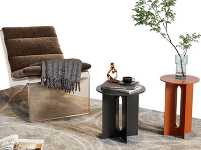 现代休闲椅子 边几角几