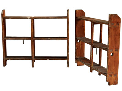 现代实木开放式实木架子 做旧置物架