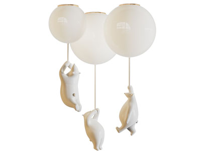 现代卡通小熊装饰的吊灯3d模型 现代卡通小熊装饰的吊灯