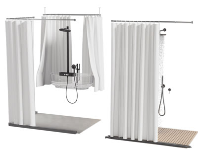 现代淋浴花洒 浴帘