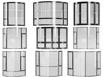 现代拱形玻璃平开窗户