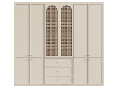 侘寂风奶油风衣柜3d模型 侘寂风奶油风衣柜