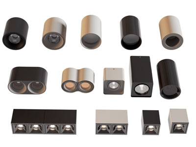 现代单头 双头 筒灯射灯3d模型 现代单头 双头 筒灯射灯