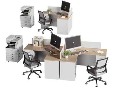 现代办公桌椅组合3d模型 现代办公桌椅组合