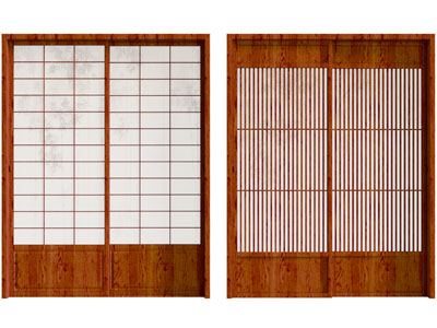 新中式中古风实木边框推拉门