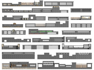 新中式景观墙 乡村特色青砖瓦片景墙3d模型 新中式景观墙 乡村特色青砖瓦片景墙