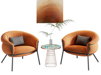 现代休闲椅子 边几