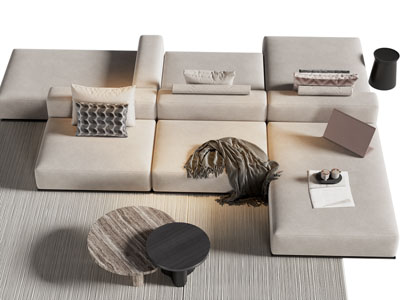 现代双向多人沙发3d模型 现代双向多人沙发