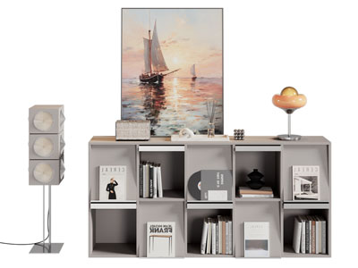 现代书柜 边柜 落地灯