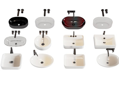 现代陶瓷洗手盆 水龙头