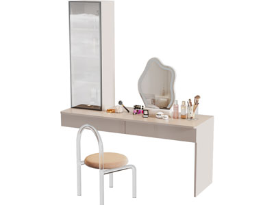 现代奶油风化妆 梳妆台3d模型 现代奶油风化妆 梳妆台