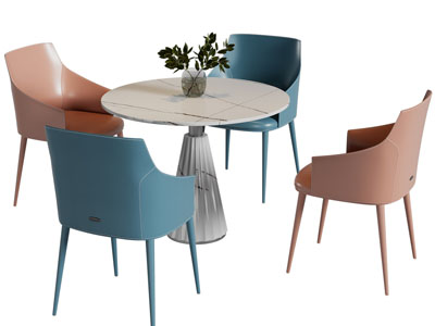 现代大理石圆形洽谈休闲桌椅组合3d模型 现代大理石圆形洽谈休闲桌椅组合