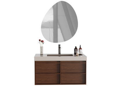 现代中古风洗手台 镜子 浴室柜