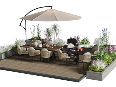 现代庭院景观遮阳伞 休闲餐桌椅组合3d模型 现代庭院景观遮阳伞 休闲餐桌椅组合