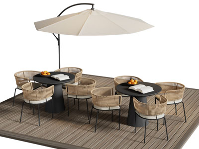 现代户外遮阳伞 休闲餐桌椅组合3d模型 现代户外遮阳伞 休闲餐桌椅组合