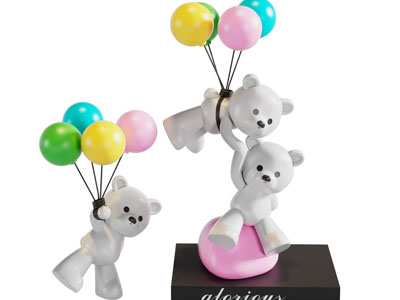 现代小熊雕塑雕刻 摆件组合3d模型 现代小熊雕塑雕刻 摆件组合