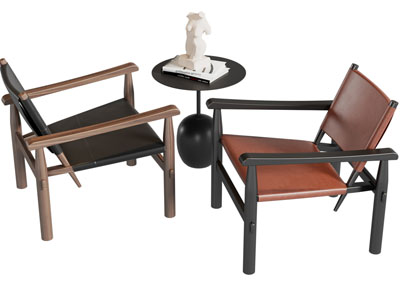 新中式休闲椅子 边几