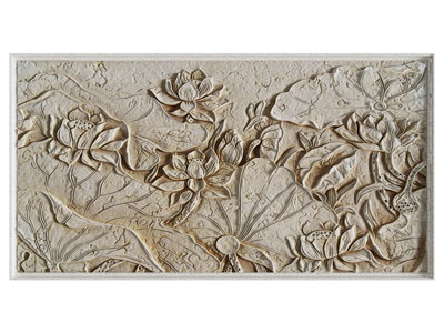 新中式荷花浮雕 装饰挂画3d模型 新中式荷花浮雕 装饰挂画