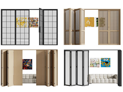 现代玻璃推拉门 实木折叠门 房门