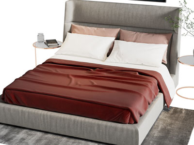 现代布艺双人床