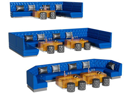 现代KTV包房卡座多人沙发 茶几组合