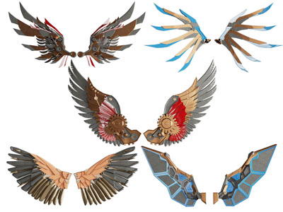 现代卡通翅膀 机械 机器人雕塑翅膀3d模型 现代卡通翅膀 机械 机器人雕塑翅膀